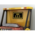 Pat in forma de Masina Tractor Bob The Builder cu lama pentru copii cu biblioteca si roti 3D - Premium High Gloss Quality Pat in forma de Masina Tractor Bob The Builder cu lama pentru copii cu biblioteca si roti 3D - Premium High Gloss Quality